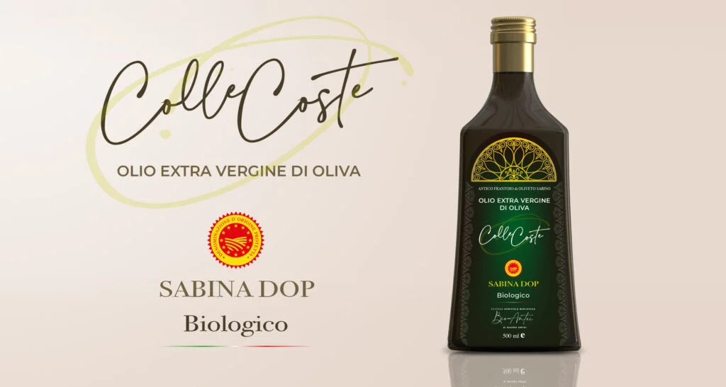 Bottiglia Olio EVO BIO DOP BioAntei L'Olio Extra Vergine di Oliva Colle Coste di BioAntei è certificato Biologico, e certificato Sabina DOP